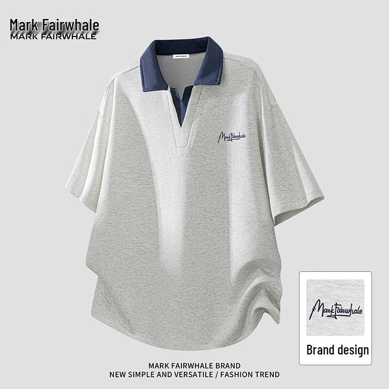 Mark Fairwhale Men s Korean Casual Color Block Short Sleeve Polo T-Shirt XL