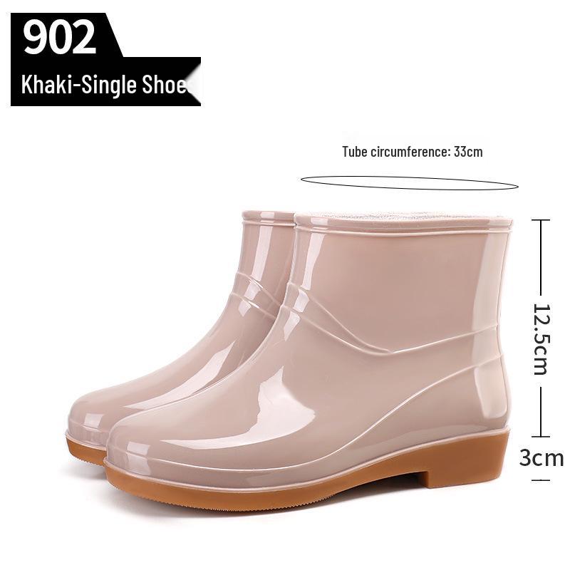 Women's Slip-On Waterproof Short Rain Boots, Non-Slip Mom Shoes for Kitchen, Home & Garden with Tendon Sole