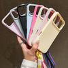 Candy Color Matte Wrist Strap Phone Case For 17 16 Pro Max 15 14 13 12 11 Air Plus Colorful Lanyard Shockproof Soft Cover