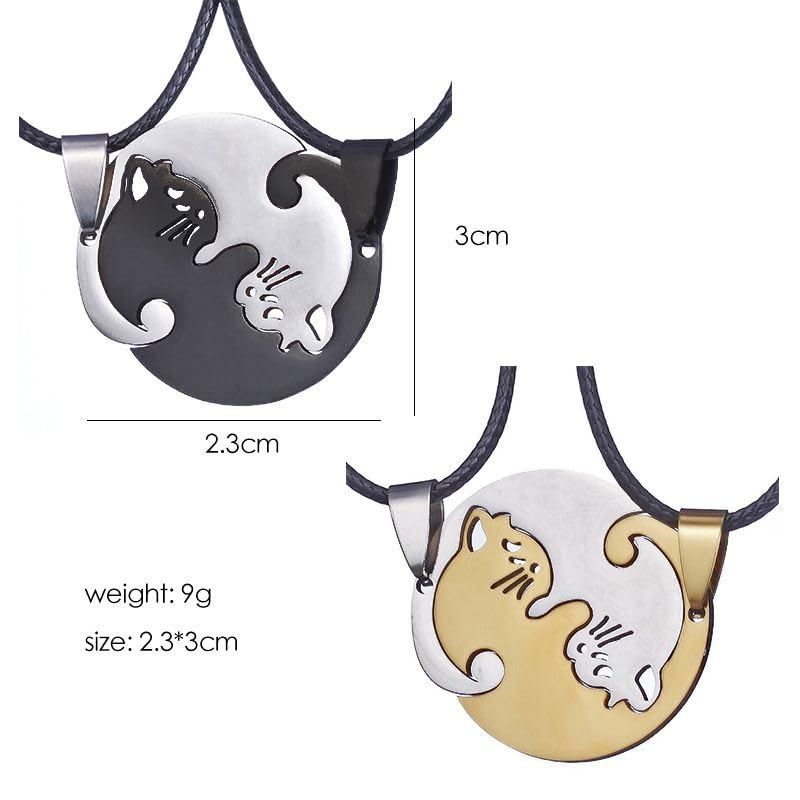 [Schicksal.] Couple's Accessories Cat Pendant Matching Cat Animal Puzzle Pair Necklace Pair Jewelry Set Puzzle Piece Gift for Men and Women Birthday