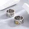 Retro Smile Face Poker Dice Ring For Men Zinc Alloy Plated Copper New School Punk Gothic Adjustable Ring Unisex Zircon Accessories