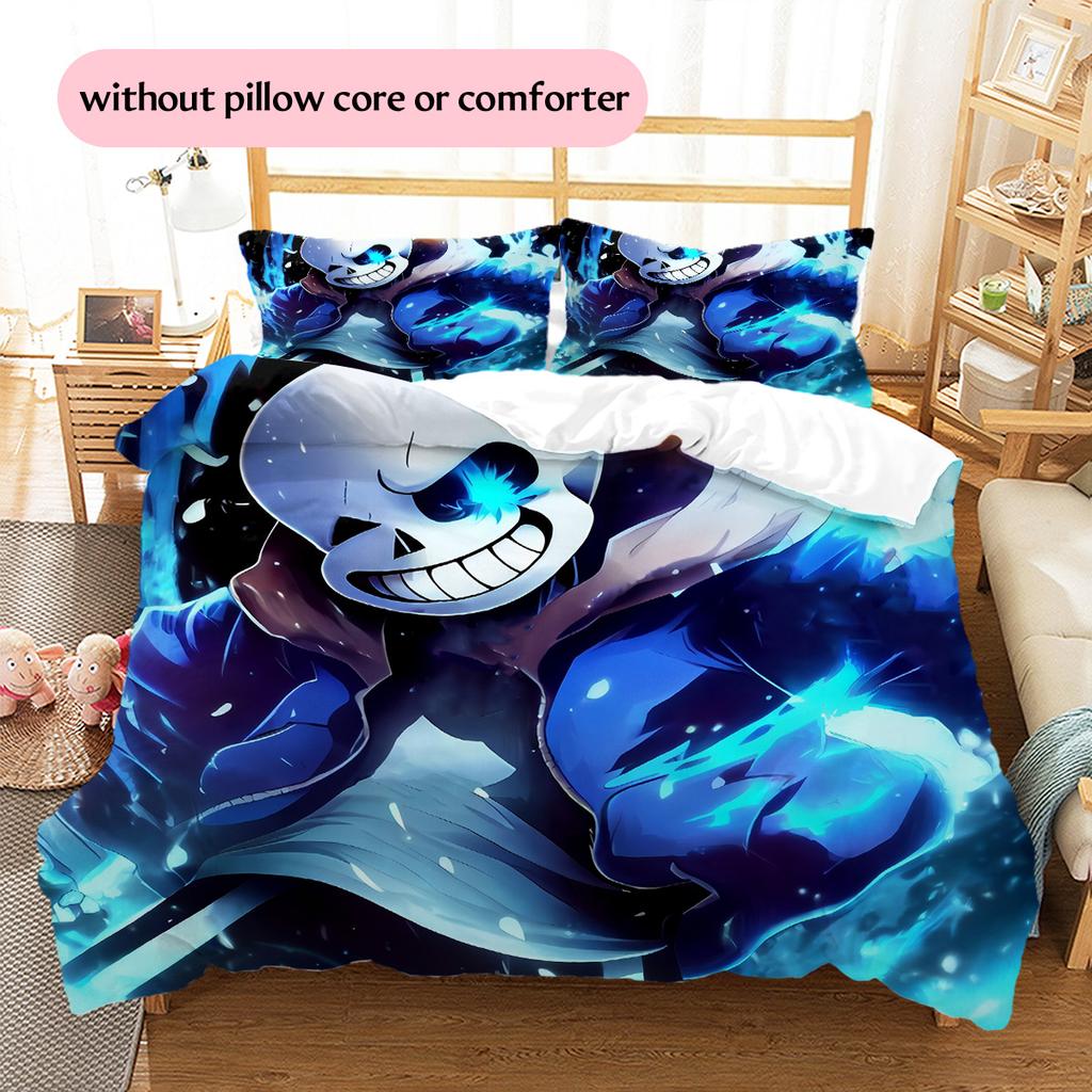 Sans  Pattern Bedding Quilt Set  Home Decoration  Gift (1 * duvet cover + 2 * pillowcase  without core)