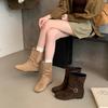 French retro inner heightening short boots autumn and winter new suede giant slim pile boots