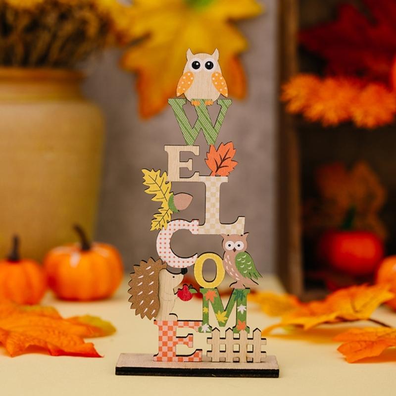 Wood Autumn Signs for Thanksgiving Mantelpiece Embellishments for Autumn Home Garden Decors