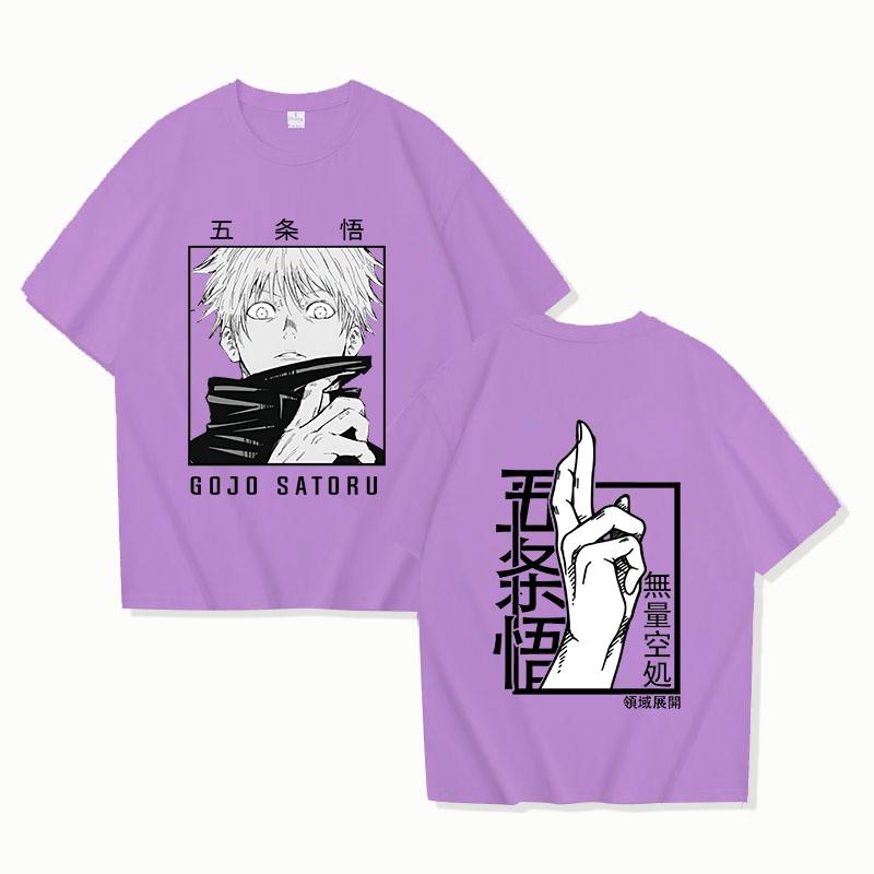Hot Anime Gojo Satoru Printed Loose T-shirt Women Men Fashion Harajuku Casual Cool Cartoon Streetwear Tops