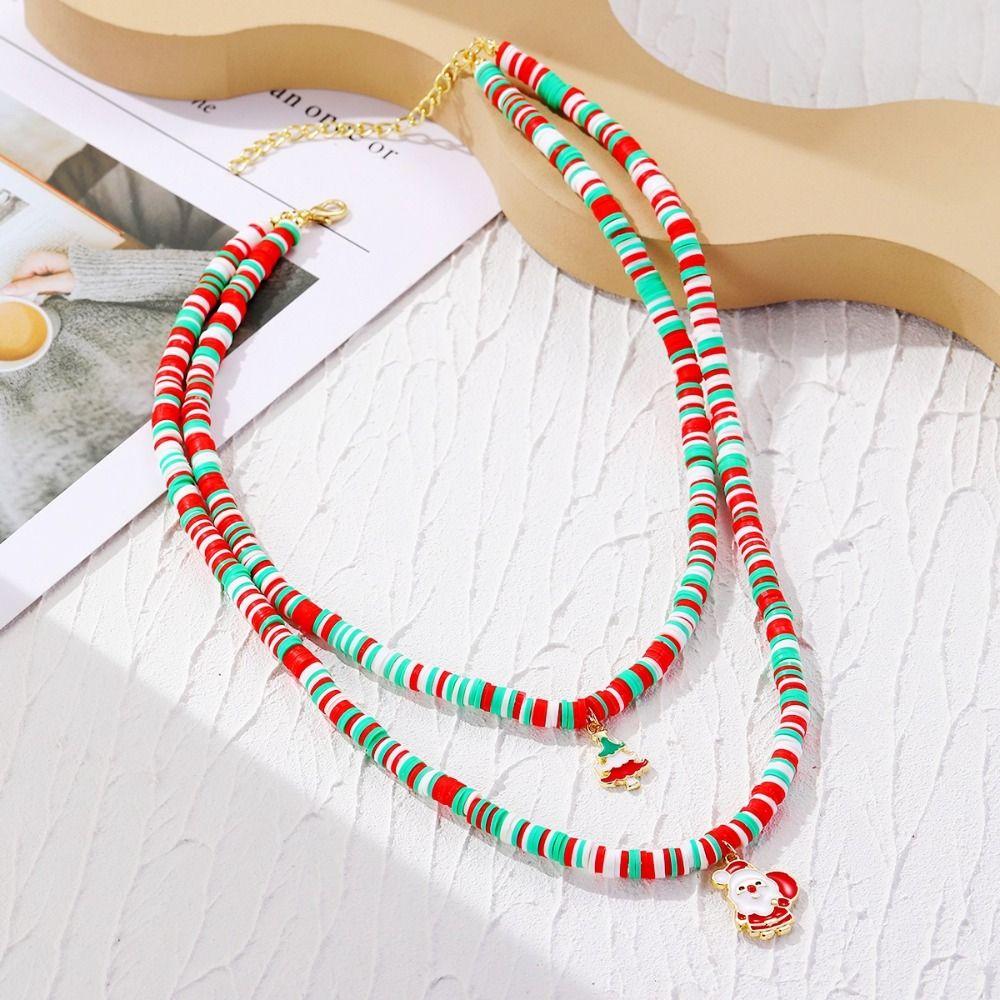 Cartoon Double Layer Christmas Necklace Santa Cartoon Pendant Bracelet  Decoration