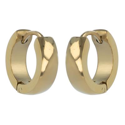 [R4839] - 'Peaceful' Gold Steel Hoop Earrings - 12 Mm 4 Mm