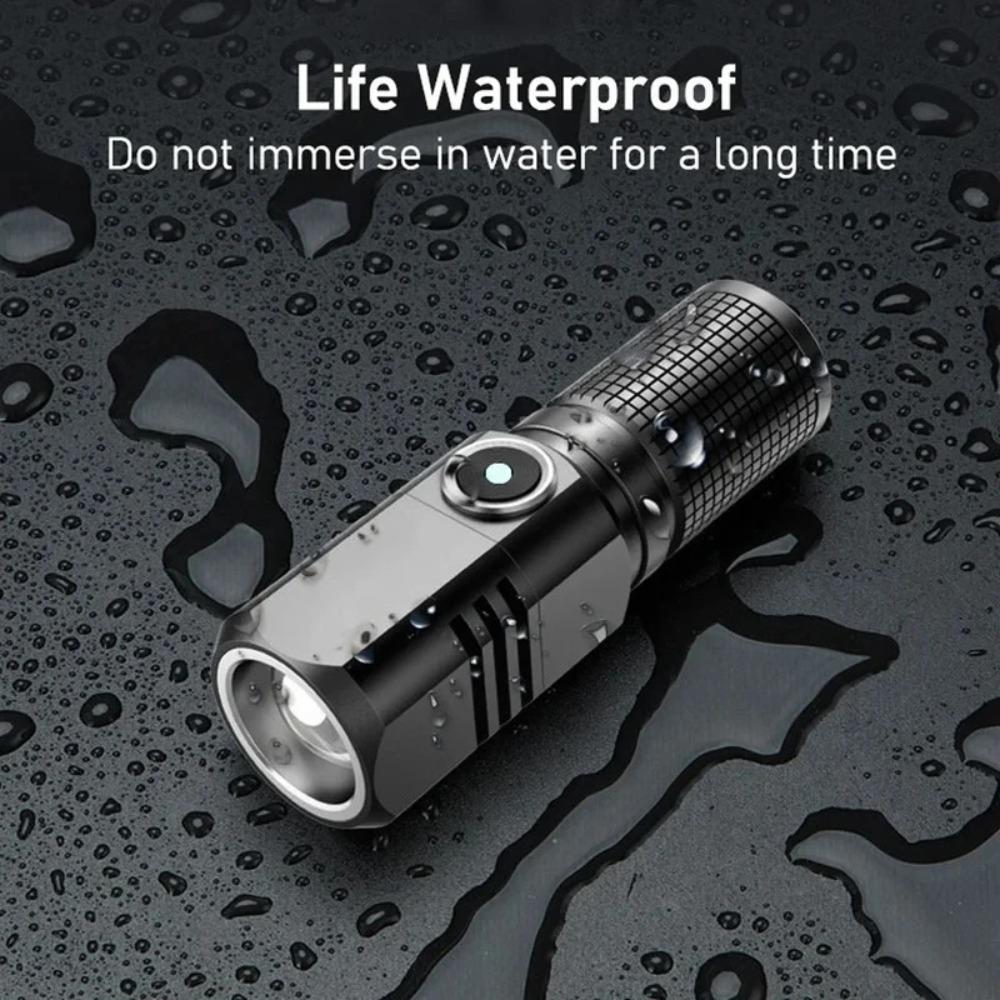 Super Bright XHP50 Mini LED Flashlight USB Rechargeable Zoom Aluminum Alloy Tactical Flashlight for Outdoor Camping Fishing