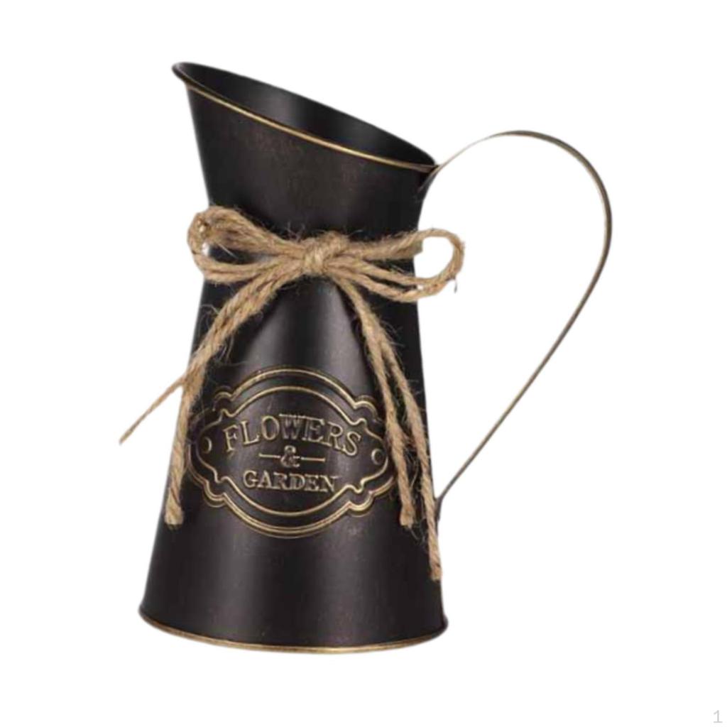 Floral Rustic Decorative Vase, French Bucket, Flower Holder, Farmhouse Vase for Artificial Flowers