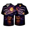 Men's Short Sleeve V-Neck Halloween Print Scrub Top with Chest Pocket
