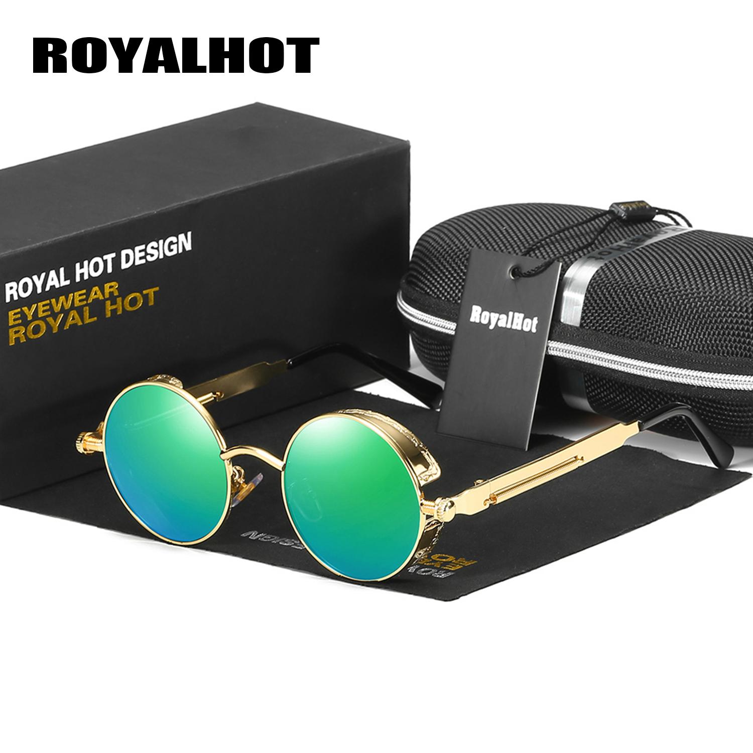 RoyalHot унисекс поляризационные солнцезащитные очки в круглой оправе персонализированные солнцезащитные очки для вождения в стиле панк на открытом воздухе зелёный