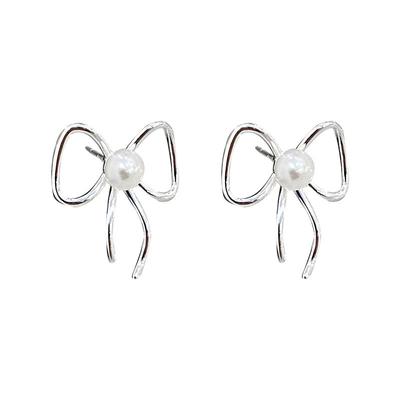Bow-breasted Pearl Earrings Fashionable Light Luxury High-end Exquisite Temperament Earrings Earrings for Women