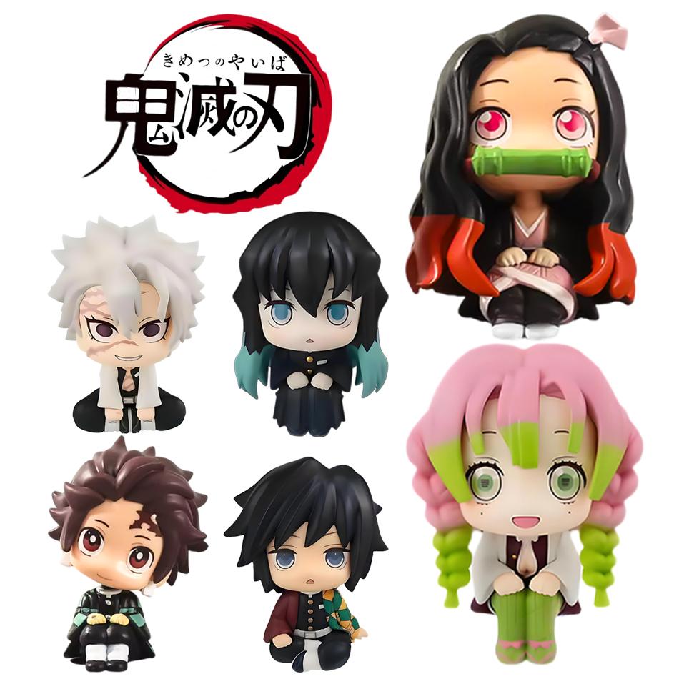 6 Stück Q-Version Dämonentöter Anime Sitzende Geisterpuppe Tanjiro Nidouzi Inosuke Zenizu Figur Actionfigur Filmmodell Spielzeugpuppe