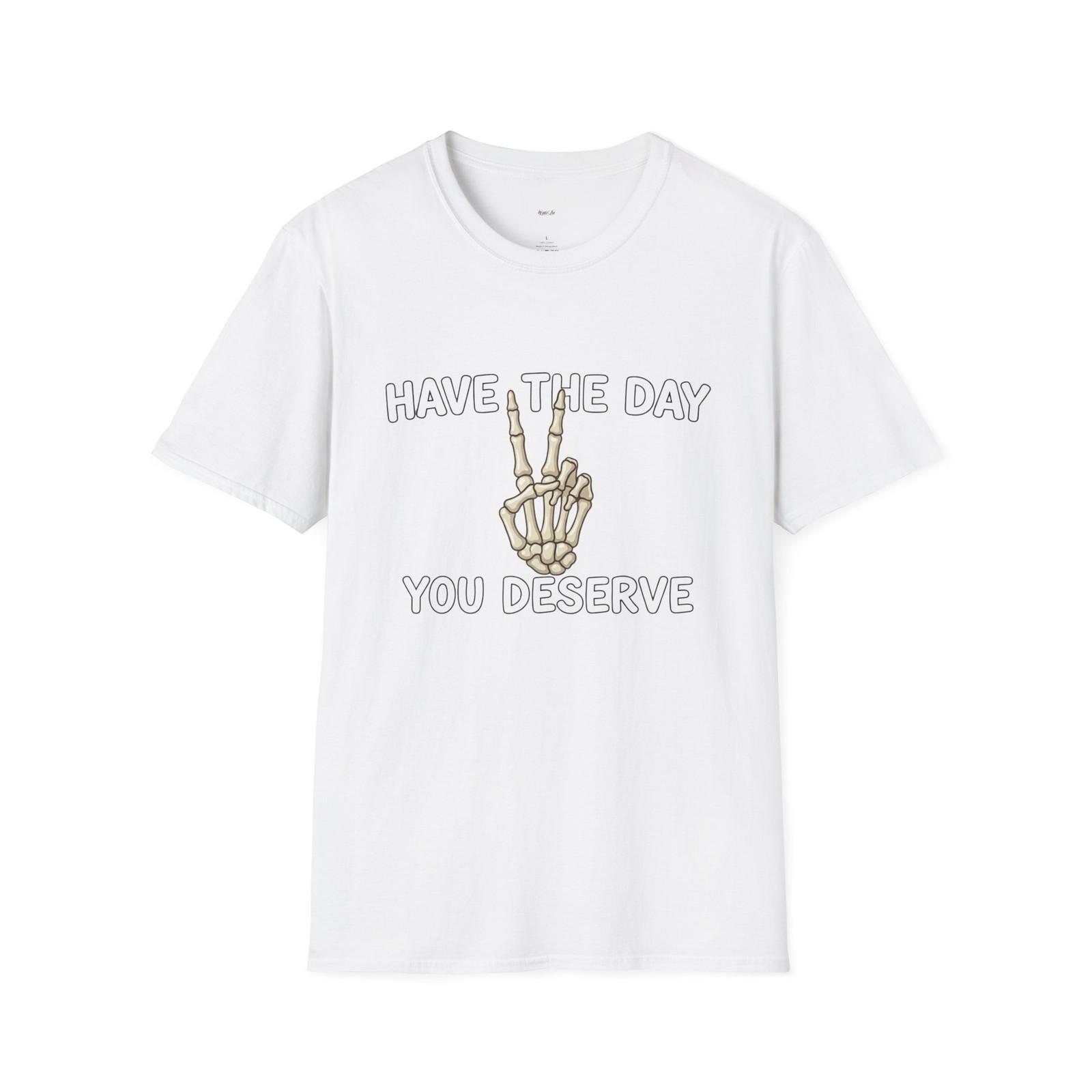 Skeleton Peace Sign Have The Day You Deserve T-Shirt | Skull Graphic Tee S разноцветный