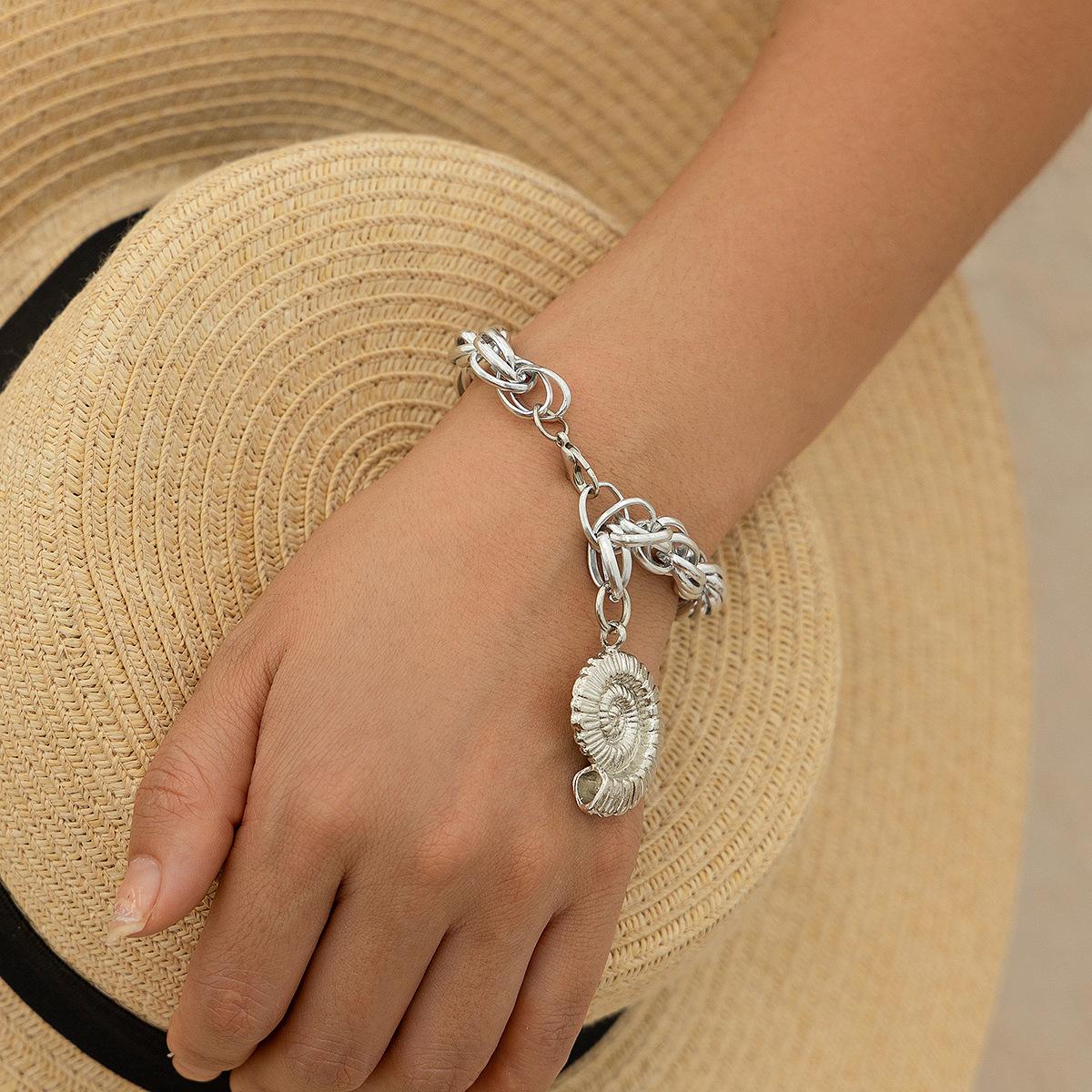 

Ocean Resort Wind Conch Pendant Bracelet Female, Personalized Metal Shell Bracelet Hand Jewelry