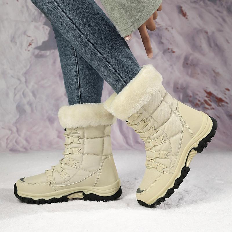 TUINANLE Botas de neve femininas de pelúcia quente, botas masculinas ao ar livre, plataforma, botas de caminhada antiderrapantes