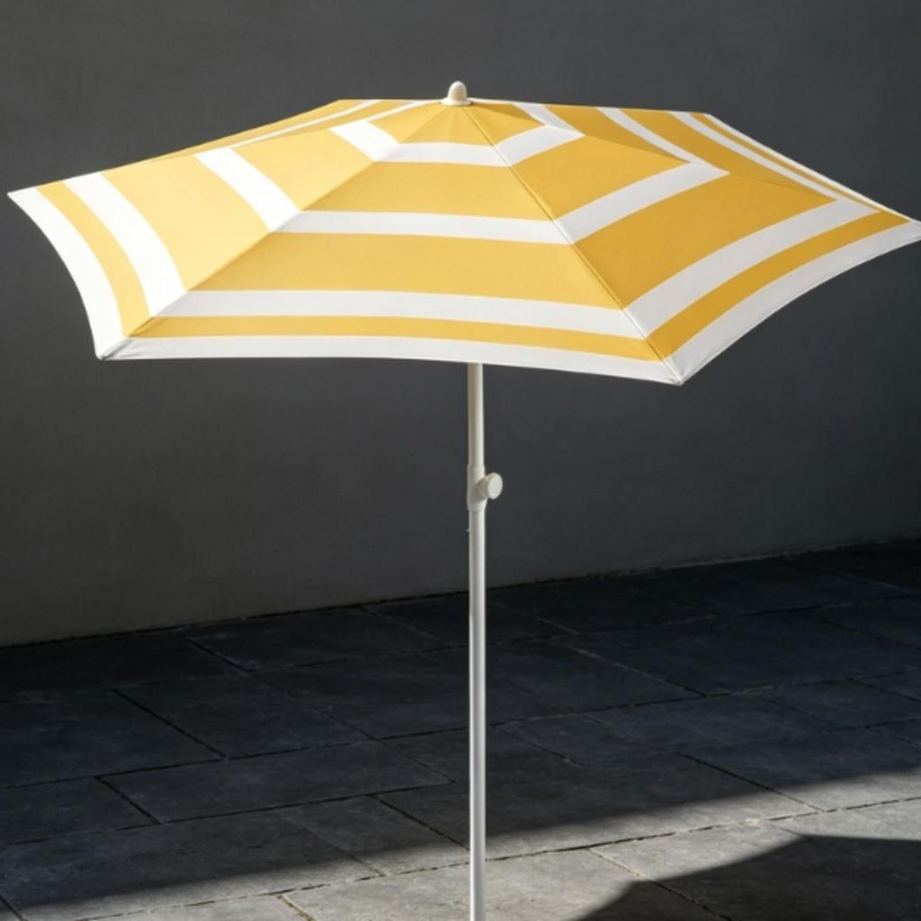 Striped Patio Umbrella with Six Ribs Protection for Courtyard
