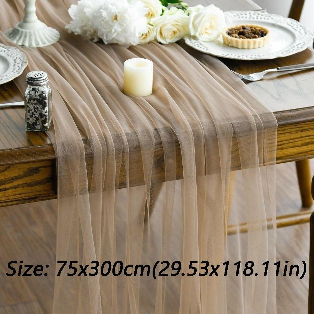 Elegant Tulle Tulle Sheer Table Runner Boho Rustic Chiffon Table Runner  Party Banquet