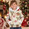 Kids Long Sleeve Christmas Print Casual Fashion Hooded Top