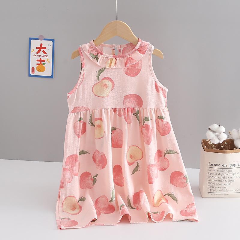 Children's Sweet Mesh Vest Halter Dress Summer Girls Pompadour Princess Dress