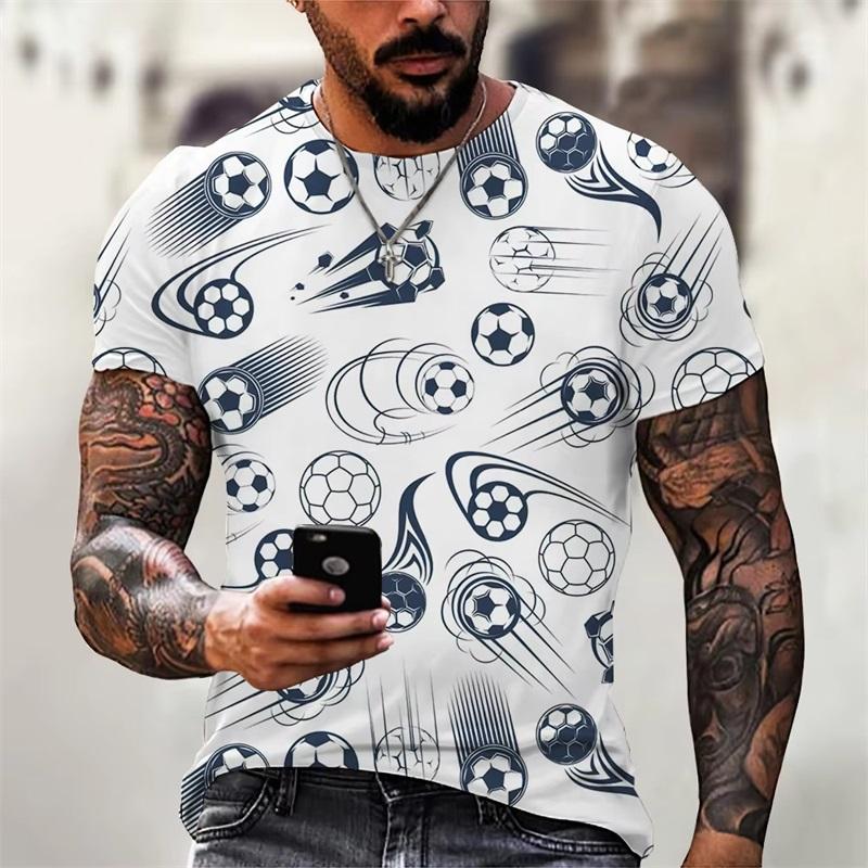 Men's Football Printed Short-sleeved Fashion Versatile Top Casual T-shirt Loose Comfortable T-Shirts Men’s
