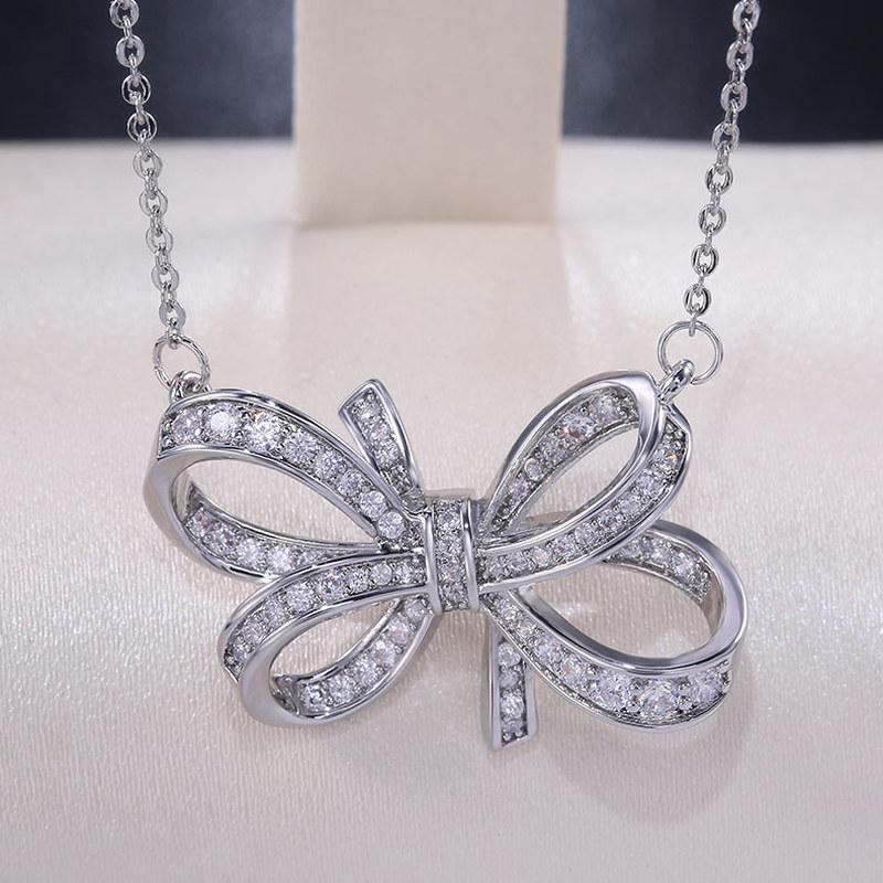 CAOSHI Exquisite Bowknot Shape Pendant Women's Party Necklace Elegant Valentines Gift for Girlfriend Daily Accessories Wholesale