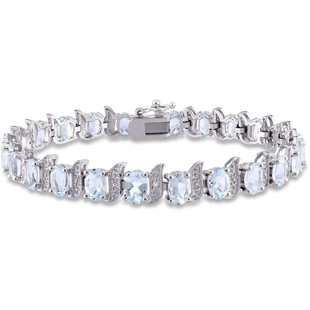 Blue Topaz Tennis Bracelet -925 Sterling Silver