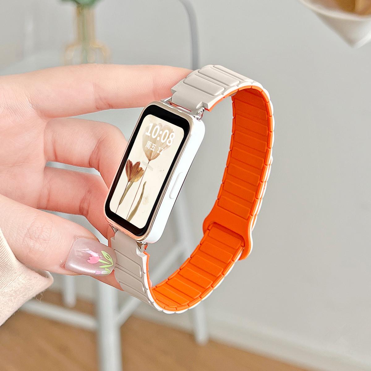

Силіконовий магнітний спортивний ремінець Huawei Band 10 - Двоколірний браслет для смарт-годинника 8/9 Compatible with Huawei Band 10/NFC