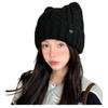Qzkouma Thick Knit Cat Ear Beanie with Brushed Slimming Perfect for Fall and Warm and Women's Lining, Double-Layered Warmth, Face, Winter, Cute,
