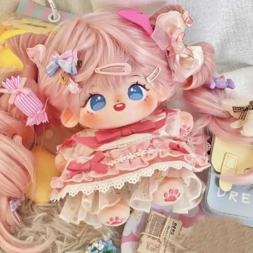 20Cm Change Clothes  Toy Cute Sweet Girl Birthday Kawaii Sweet Girl White Fried Hair  Stuffed Doll Body Gift Dolls