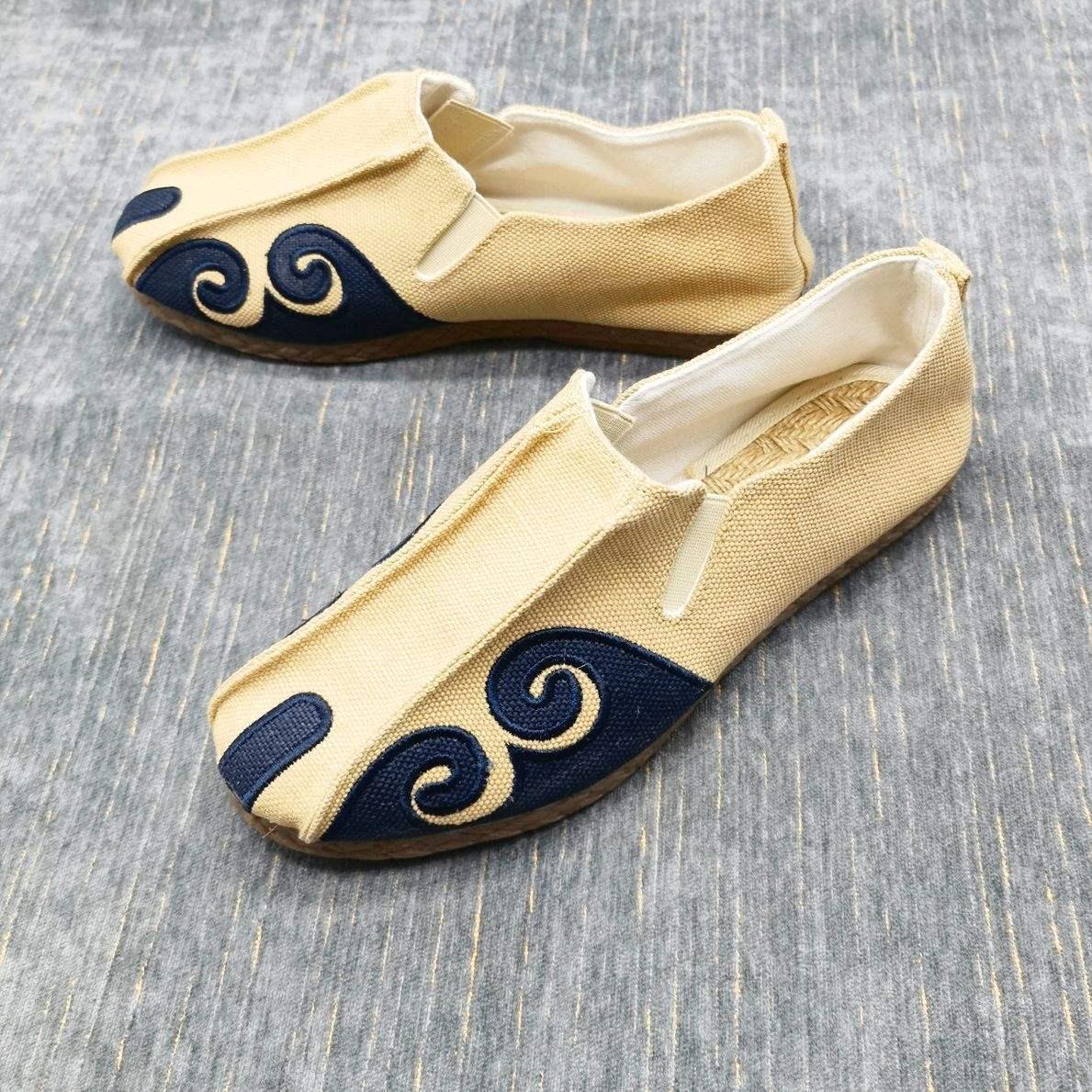 

Мужские льняные туфли-монки Dali, лоферы на мягкой подошве, дизайн «Благоприятные облака», дышащие слипоны, китайский стиль. 44