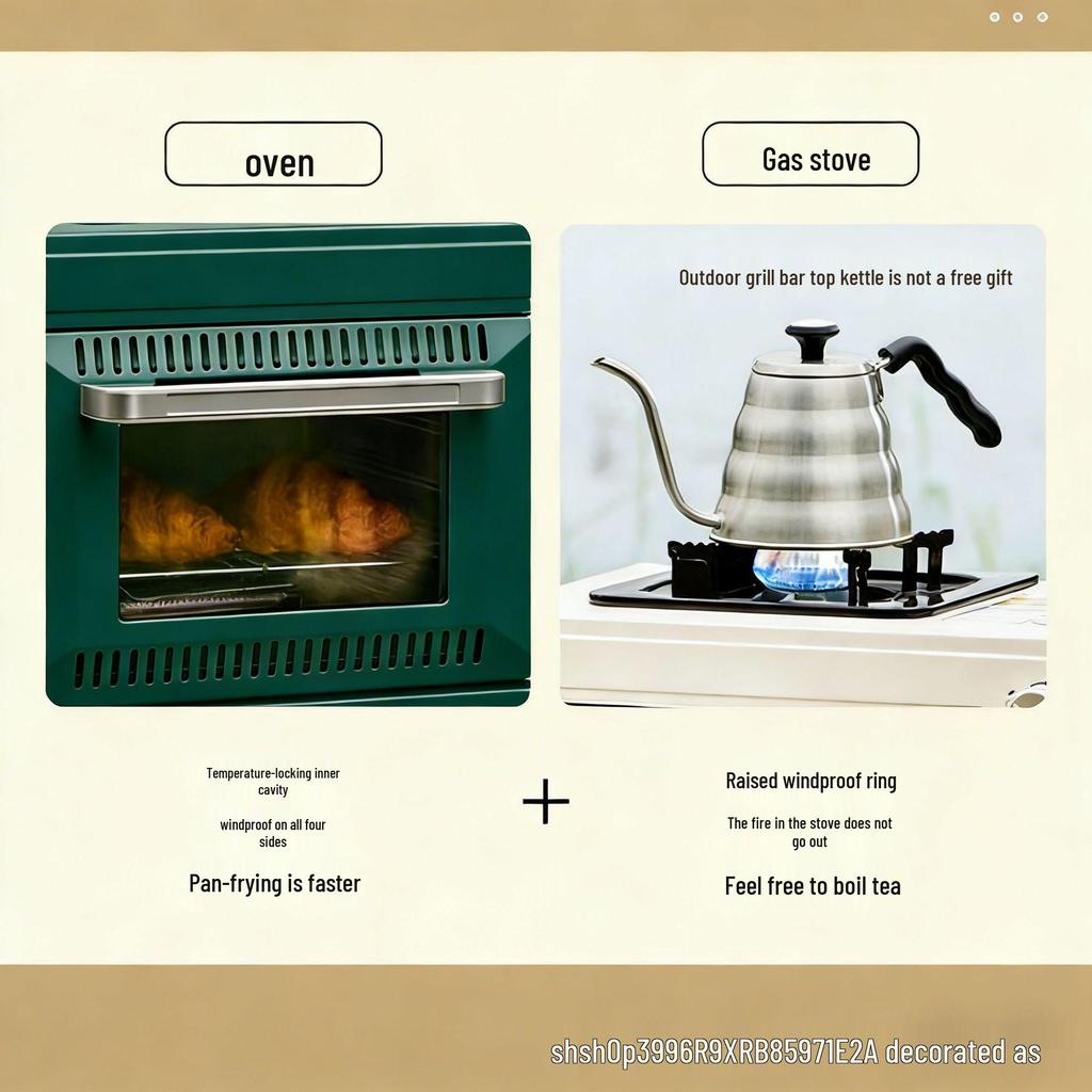 2026 Outdoor Gas Grill Stove with Integrated Oven - Large Capacity, Convenient for Home or Camping