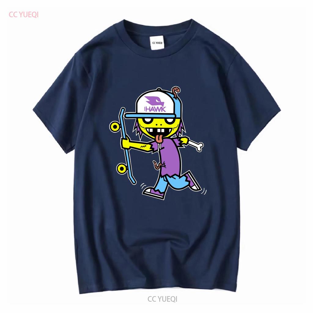 Tony Hawk Zombie Skateboarding T-shirt Blå Skjorta Ungdom Medium Polyester vintage Tvättad Mångsidig Topp För Vardagsbruk