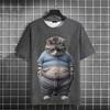 Funny Fat Cat T-Shirt Kid's 3d Printed Animal T-Shirts Kids Casual Loose Short Sleeved Oversized Tops Summer Streetwear Tees