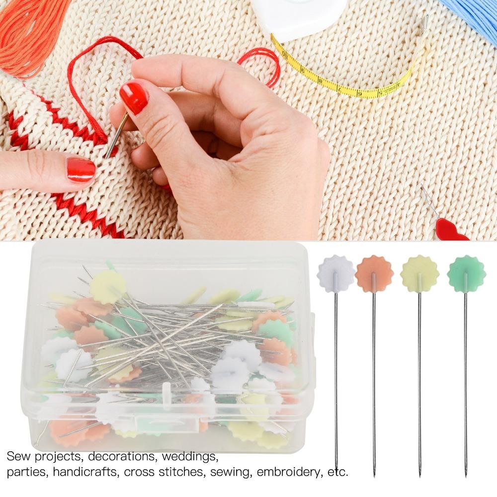 200pcs Multicolor Straight Pins Flower Head Craft Positioning Pins Quilting Pins  For Crafting