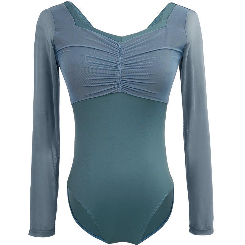 Women's Long Sleeve Square Neck Dancewear Ballet Latin Gymnastics Outfit