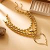 Hollow Heart Big Heart Pendant Necklace Exaggerated Double-layer Choker Chain Jewelry  Festival