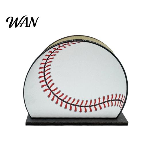 One-hand Paper Towel Dispenser Sports Ball Napkin Holder for Table, Freestanding Wooden Dispenser, Football Tabletop Tissue Theme Birthday Party