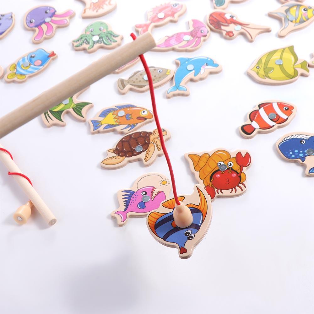 Marine Life Cognition Wooden Fshing Game Busy Board Fishing Toys Fish Rod Toys Fshing Game Toys