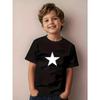 European Sizes Boys' Star Print T-Shirt - Comfortable And Stretchy, Perfect for Summer Casual Wear with a Round Neck And Geometric Star Pattern