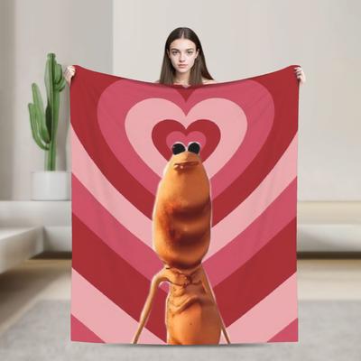 Y2K Funny Robert Help Marcus The Worm Blankets Super Soft Graphic Plush Throw Blanket For Couch Bed Camping Bedspread Bed Cover