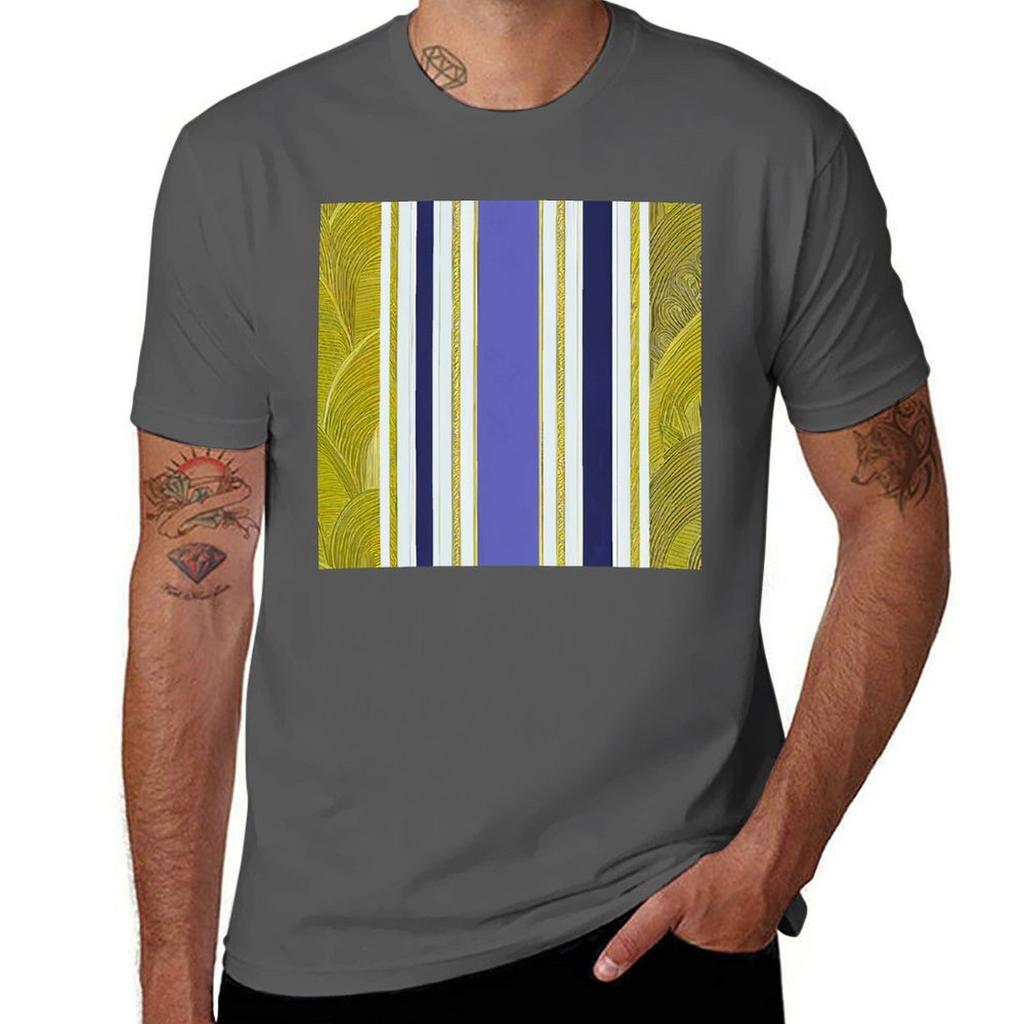 Art Deco Pattern In Purple And Golden Hues Tshirt Basic Plain Short Sleeve Crew Neck Tee Tshirt