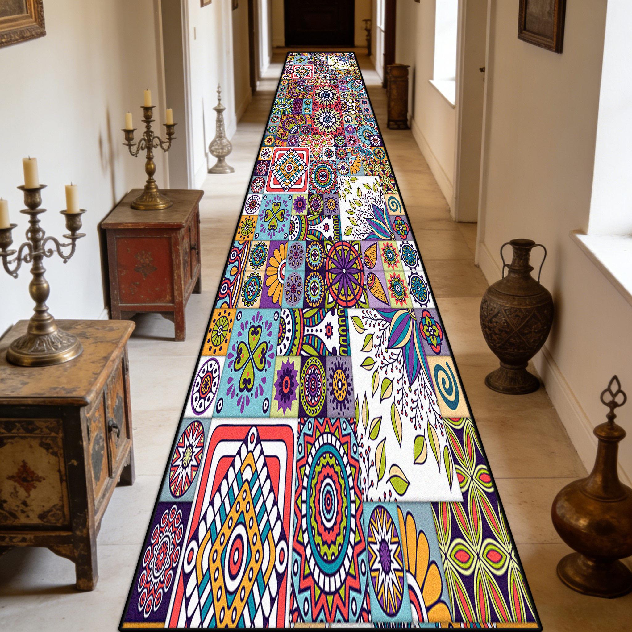 Turkije Retro Geometrisch Lang Loperkleed Decoratie Huis Antislip Wasbaar Gangkleed Woonkamer Bankgebied Voetmat Gangpad 1.6x4.9ft(50x150cm)