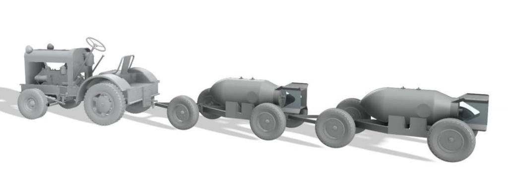 Thunder Model Clark Thor 6 Tow Tractor 2 Bomb Trailer Mk2 Type Plastic Model TB32003 1/32 American/British +
