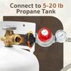 ABBP-Adjustable High Pressure Propane Regulator With Gauge, 5-Foot Stainless Braided Hose For Outdoor Cooking