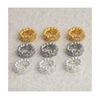 18K Gold-Plated Zircon Flower Spacer Beads with Rhinestones for DIY Jewelry