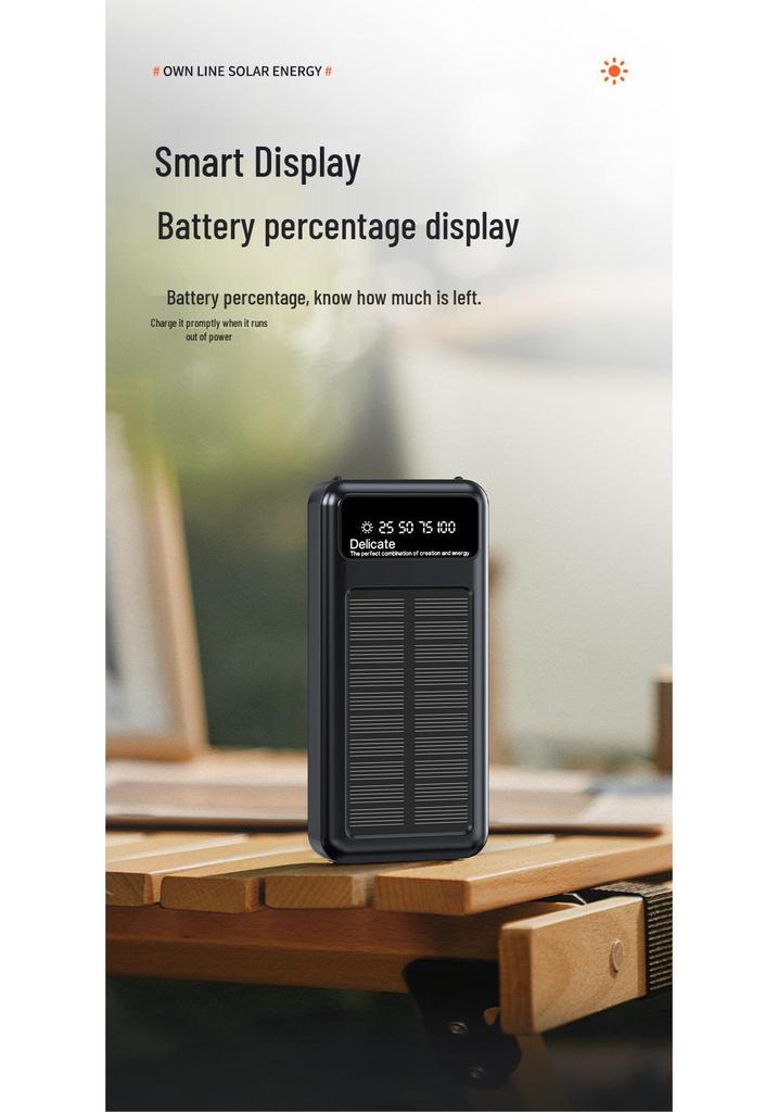 Solar-Powered 20,000mAh Power Bank with Large Capacity and Display – Ideal Holiday Gift