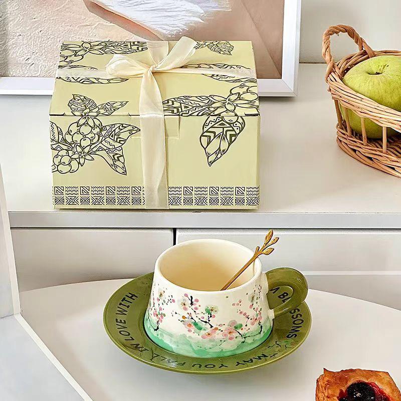 Light Luxury Retro Coffee Cup And Saucer Set Gift Box Couple Housewarming Gift Birthday Gift