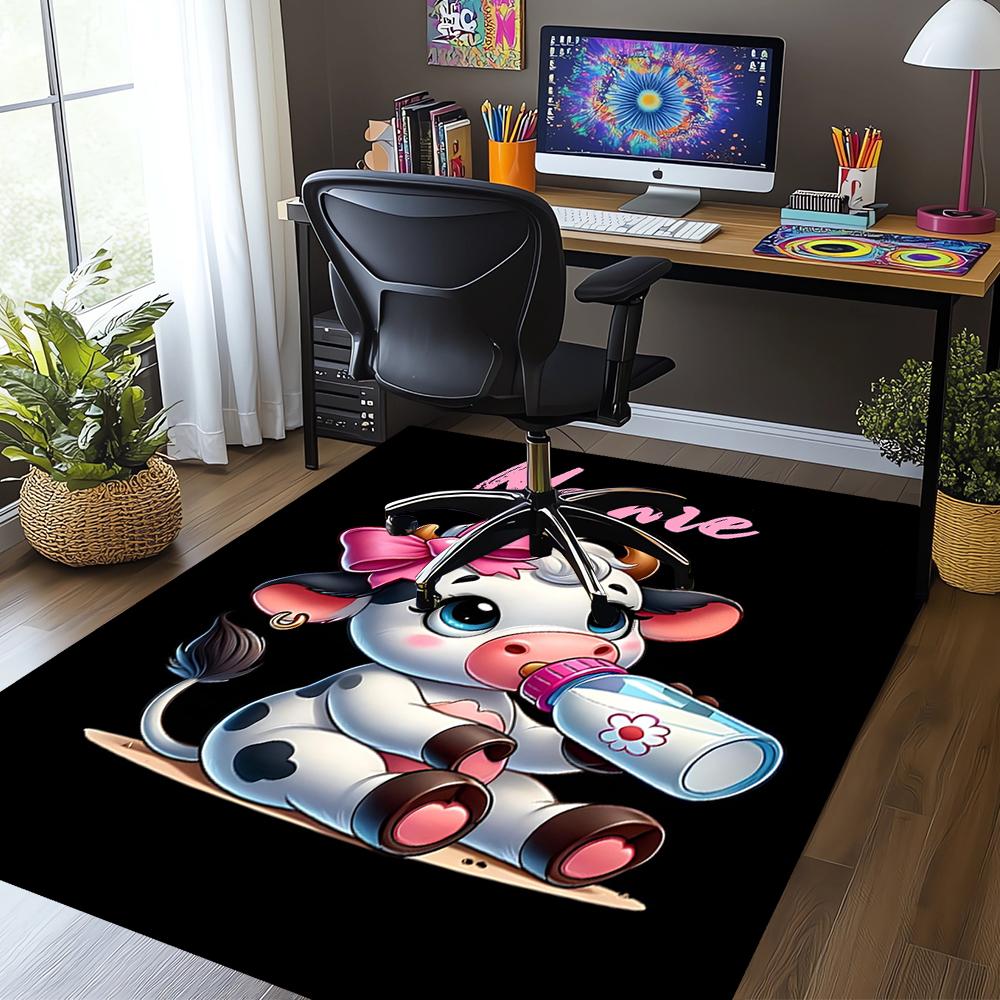 Tappeto Personalizzato con Stampa Mucca, Tappeto per Sedia da Ufficio Soggiorno Camera da Letto Cucina Decorazioni Regali.