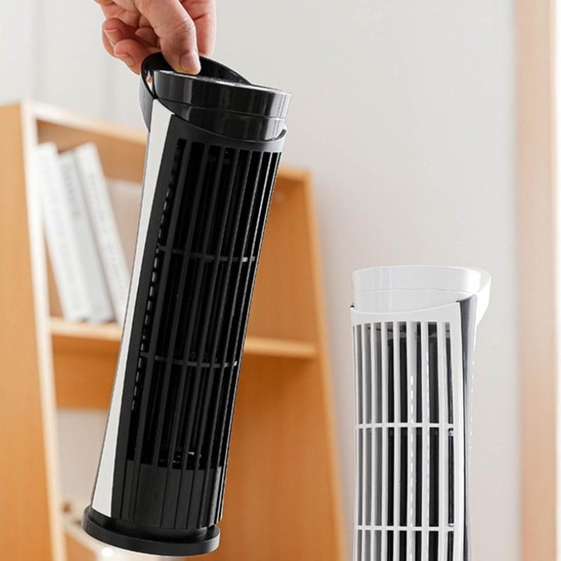 Ventilatore da scrivania USB portatile a 2 velocità con luce LED, senza pale, sicuro e silenzioso, ventilatore a torre da tavolo per studenti e impiegati